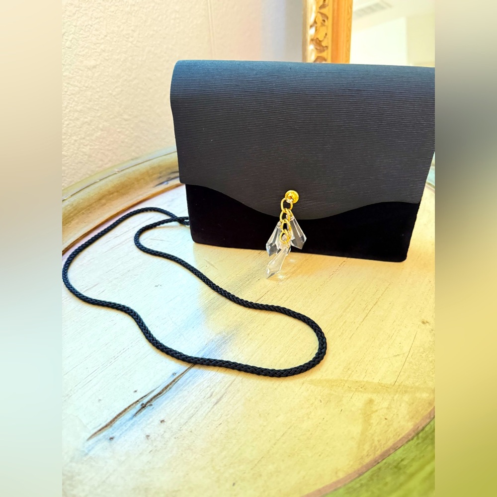 Vintage Designer Black Crystal Hand Bag Purse - Picture 1 of 17